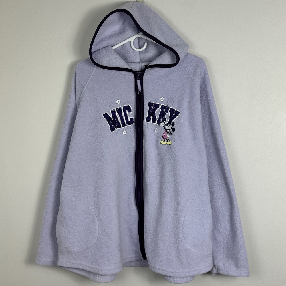 Disney Fleece Full Zip Hoodie Purple Womens Size 26 / 28 Sweatshirt 4X Sweater
